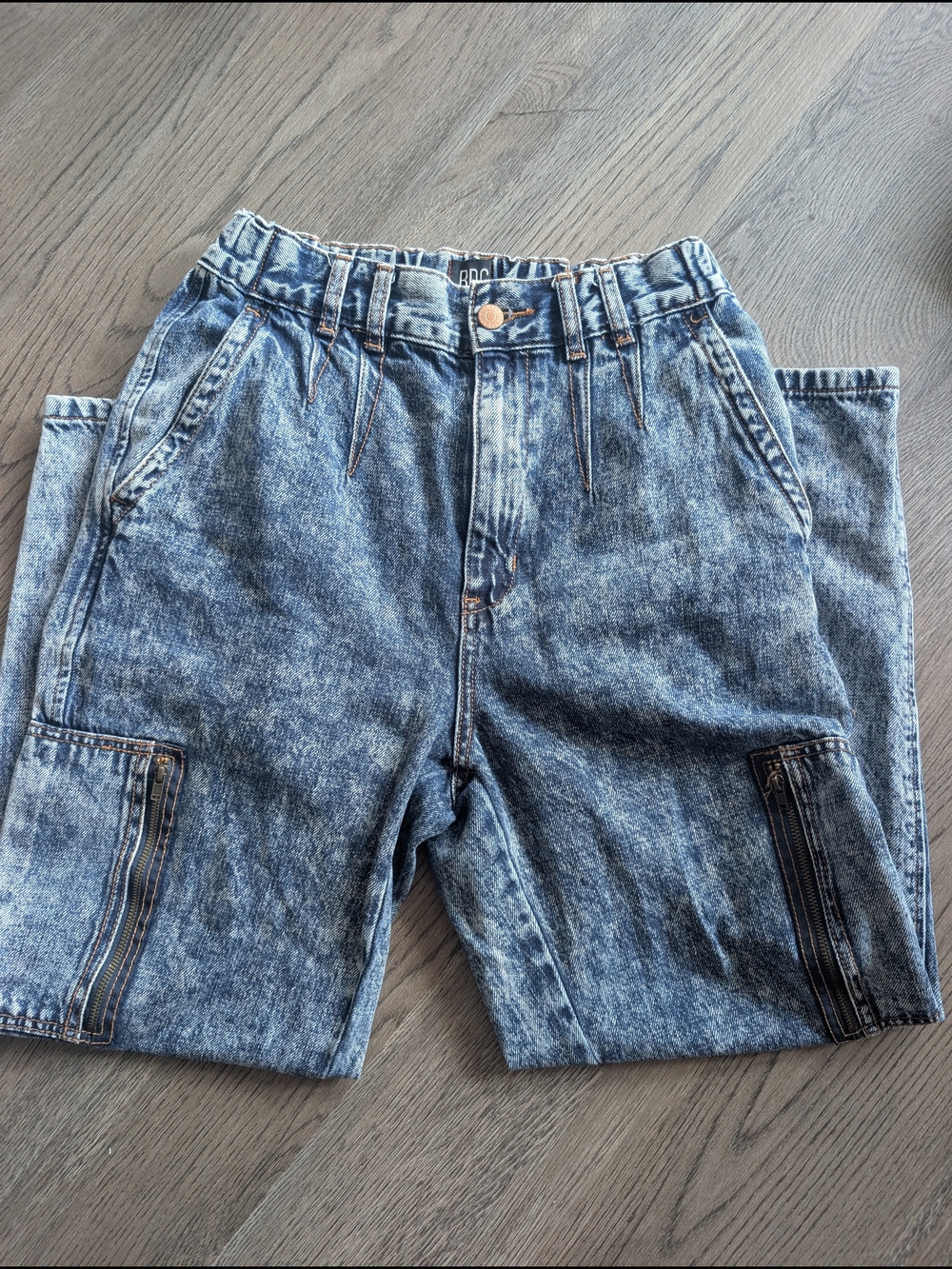 High-Rise Acid Wash Cinch Waist Baggy 80s Jeans